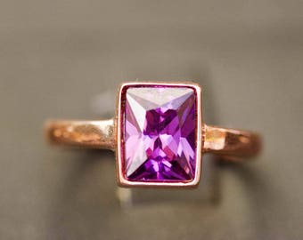 Sterling Silver Amethyst Ring, Rose Gold Amethyst Ring, February Birthstone Ring, Birthstone Ring, Custom Birthstone Ring, Unique Rings