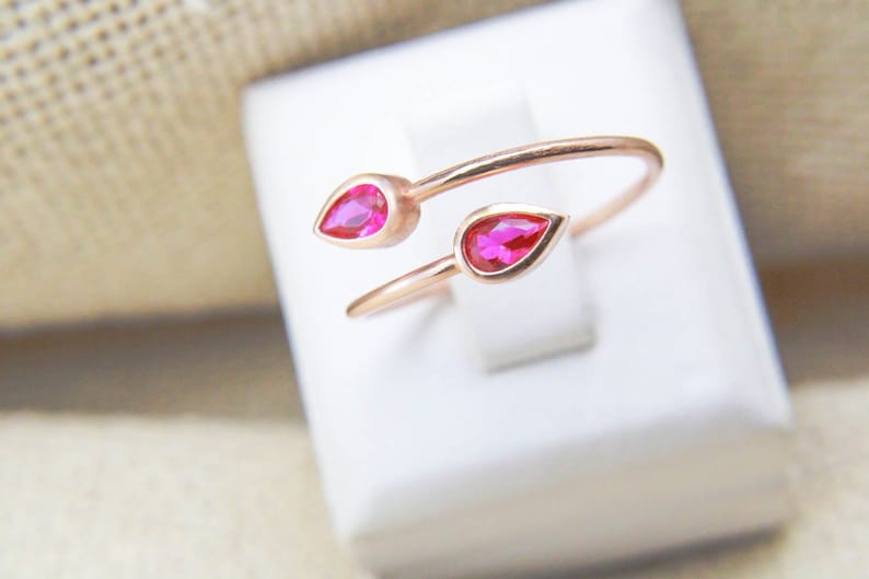 Two Stone Ring Pear Shaped Ring Ring Personalised Rings Simple Gold Ring Rose Gold Teardrop Ring Simple Rings for Women Teardrop Ring