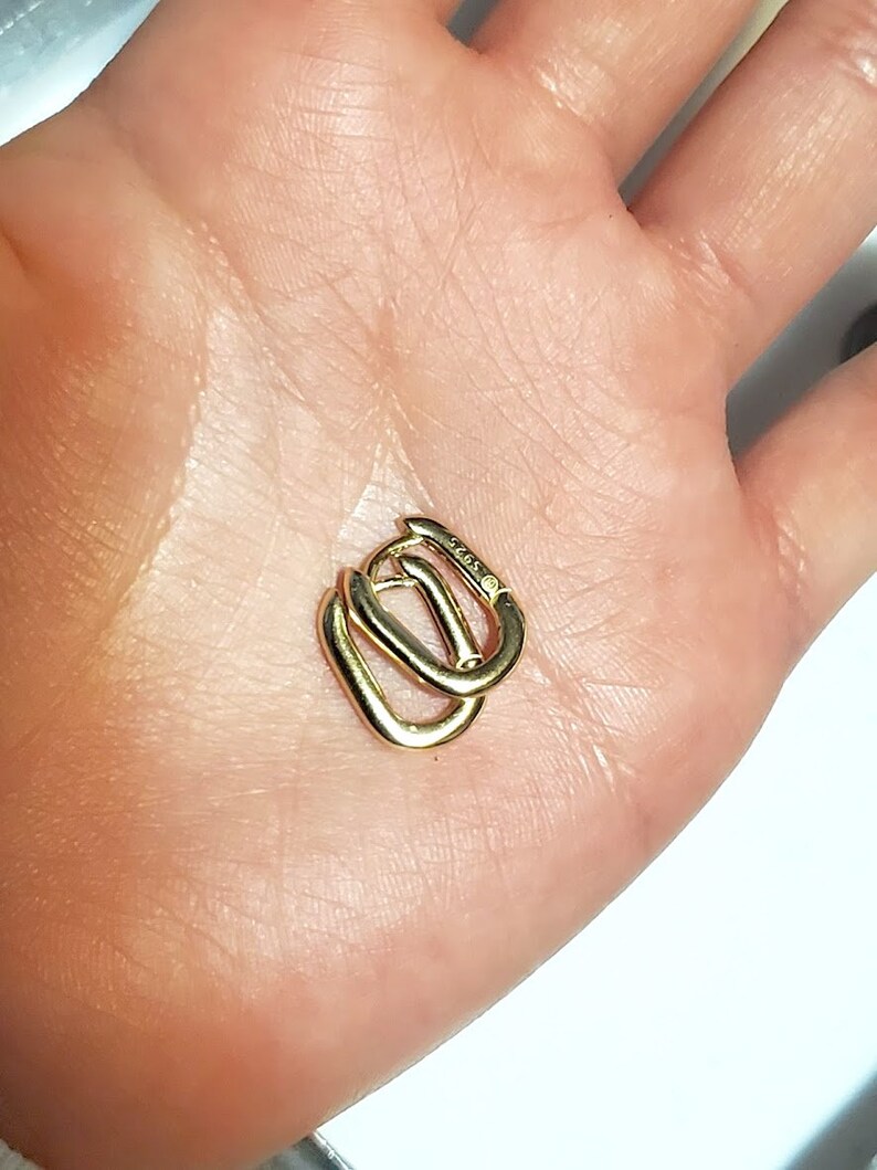 Gold Plated Sterling Silver Oval Huggie Hoops