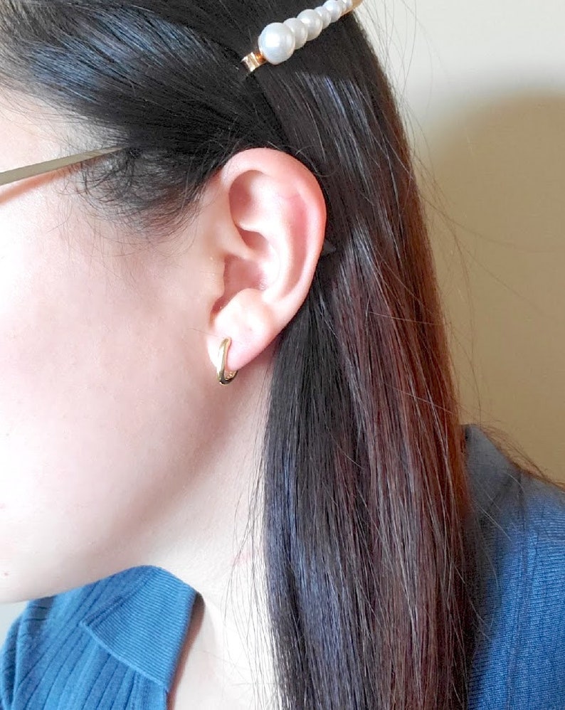 Gold Plated Sterling Silver Oval Huggie Hoops