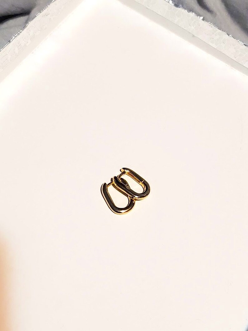 Gold Plated Sterling Silver Oval Huggie Hoops