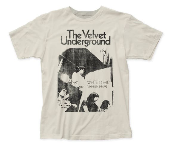 Velvet Underground White Light/White Heat Distressed Men&#39;s Soft Fitted 30/1 Cotton Tee (VU51) Vintage White