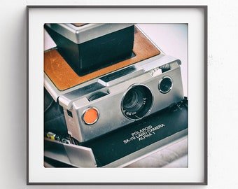 Vintage Camera Print, Wall Art, Square Print, Film Camera, Polaroid SX-70, Analog Camera