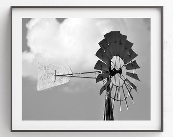 Texas Photography, Old Rustic Working Texas Windmill, Photo Print, Wall Art, Wall Decor, Grapevine TX, Country Living