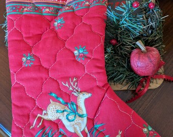 Vintage Quilted Christmas Stocking