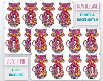 Cat Mandala Live Number Cards(1-999) Normal + Mirrored Numbers Included | Live Sale Numbers, Number Tags, Facebook live numbers
