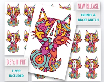 Fox Mandala Live Number Cards(1-999) Normal + Mirrored Numbers Included | Live Sale Numbers, Number Tags, Facebook live numbers