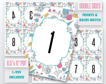 Floral Live Number Cards(1-999) Normal + Mirrored Numbers Included | Live Sale Numbers, Number Tags, Facebook live numbers