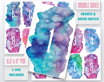 Watercolor Live Number Cards(1-999) Normal + Mirrored Numbers Included | Live Sale Numbers, Number Tags, Facebook live numbers