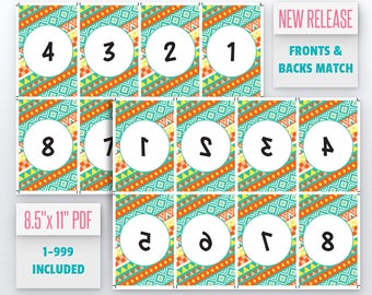 Geometric Pattern Live Number Cards(1-999) Normal + Mirrored Numbers Included | Facebook Live Sale Numbers