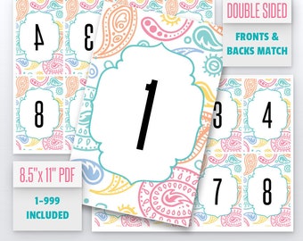Paisley Live Number Cards(1-999) Normal + Mirrored Numbers Included | Live Sale Numbers, Number Tags, Facebook live numbers