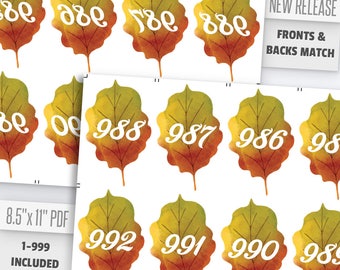 Fall Leaves Live Number Cards(1-999) Normal + Mirrored Numbers Included | Live Sale Numbers, Number Tags, Facebook live numbers