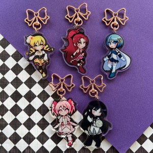 Madoka Magica Magical Girls Acrylic Keychain 3 inches