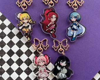 Madoka Magica Magical Girls Acrylic Keychain 3 inches
