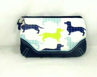 Dachshund Print Pouch, Dachshund Print Clutch, Dachshund Print Bag