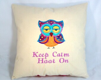 Embroidered Owl Pillow: Applique Muslin Accent Pillow