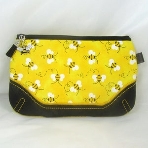 Honeybee Print Clutch: Yellow Pouch with Bee Charm