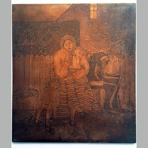 Vintage geätzt Kupfer Kunst