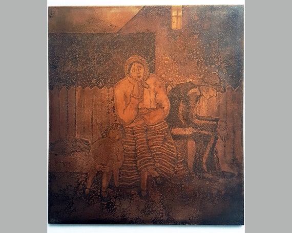 Vintage Etched Copper Art