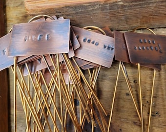 Set of 8 Copper Garden Markers - Herb Planter Markers - Garden Stakes