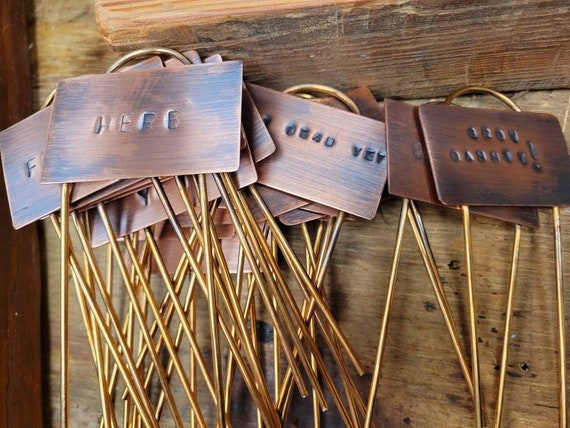 Set of 8 Copper Garden Markers - Herb Planter Markers - Garden Stakes