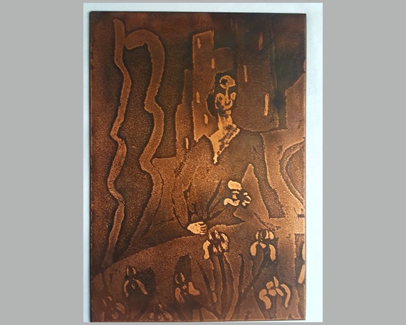 Vintage Etched Copper Art