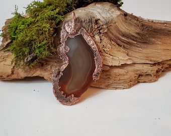 Copper electroformed geode pendant