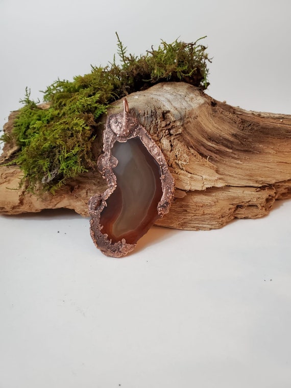 Copper electroformed geode pendant