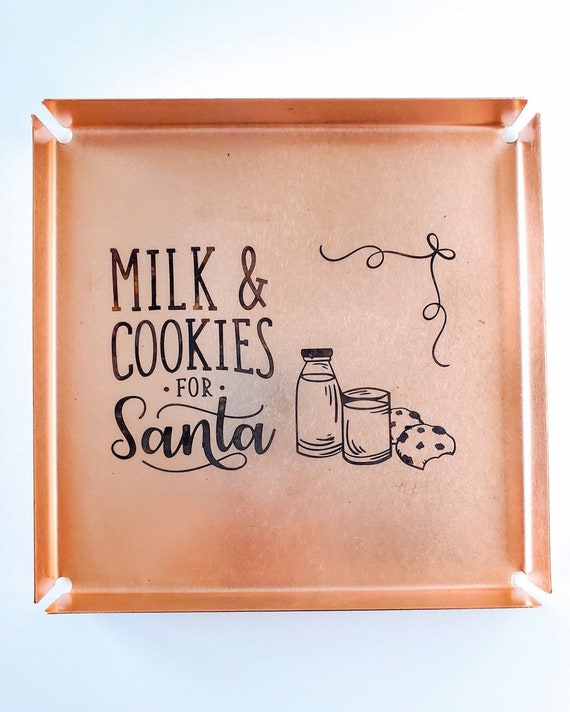 Christmas decorative tray, milk and cookies for Santa