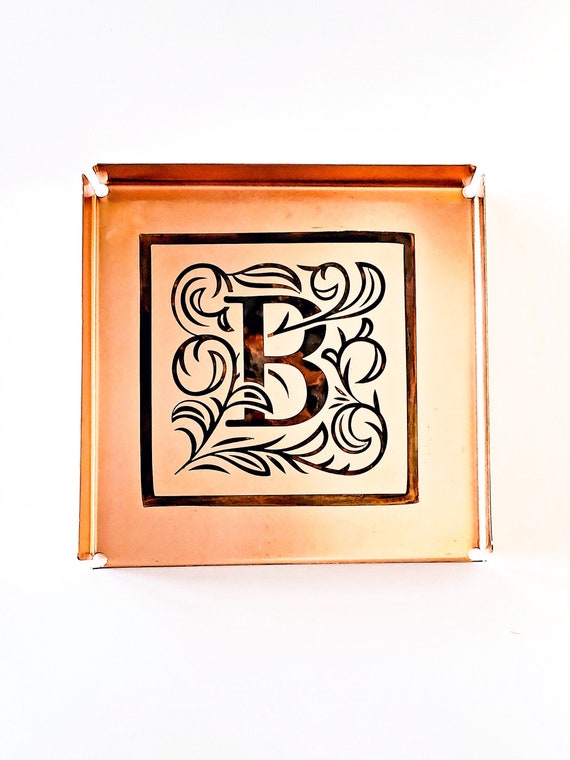 Personalized solid copper decorative catch all tray