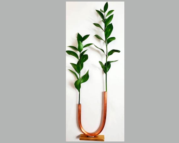 Copper vase with brass base