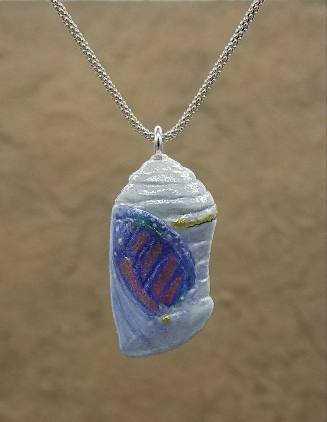 Chrysalis necklace Monarch butterfly pendant Cocoon Etsy