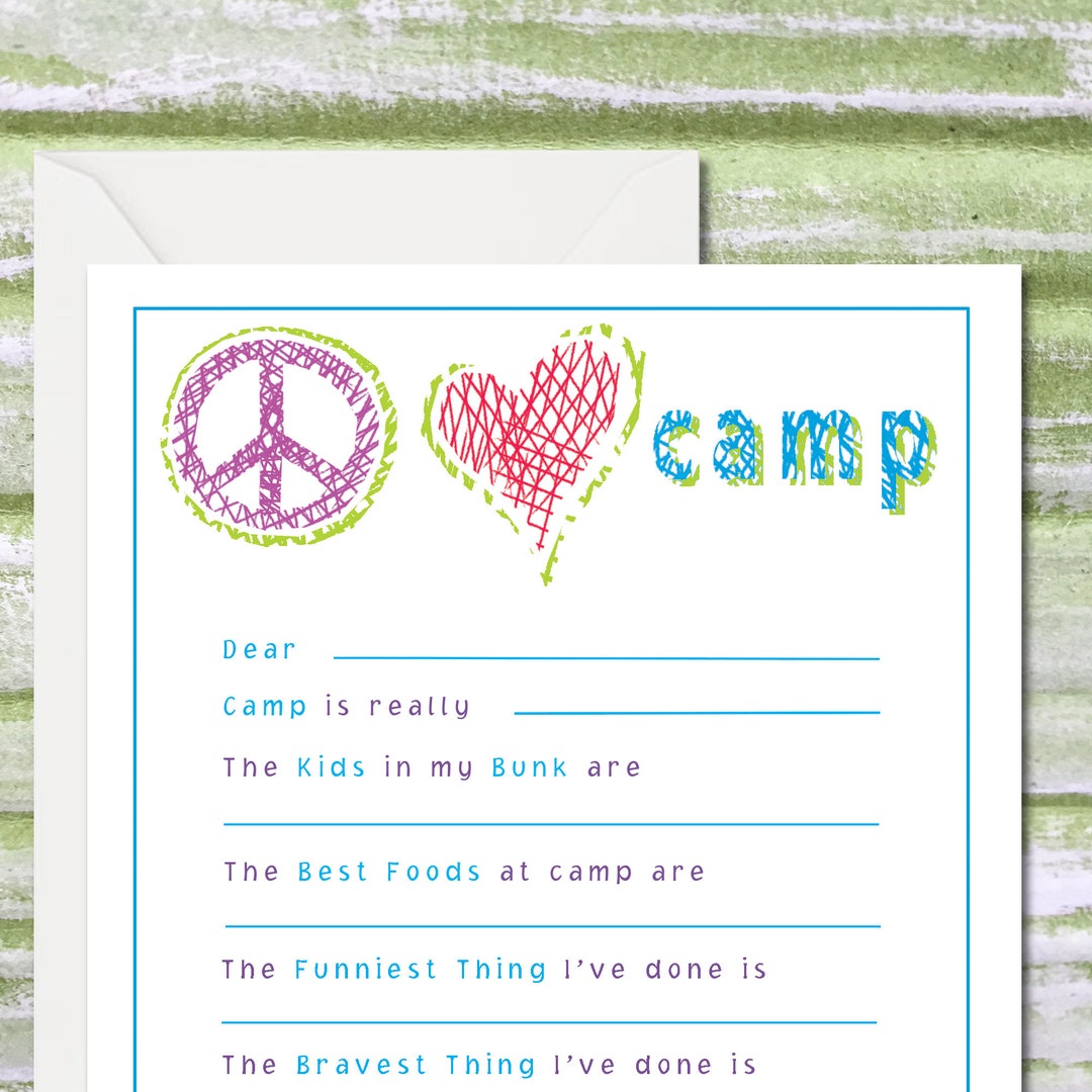 Personalized Camp Notes. Bunk Notes, peace Love Camp 12 Feeling Fillin