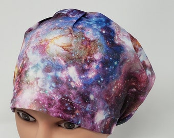 Galaxy euro scrub hat, scrub cap, euro scrub hat, chemo cap, vet, surgical cap, chef hat, alopecia, OR caps, womens scrub caps, cotton