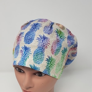 Paradise Pineapple Euro scrub cap, surgical hat, nurse, chemo, vet, surgical cap, uniform, chef, alopecia, OR caps, floral, cotton