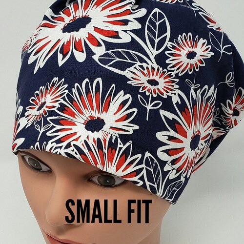 Patriotic Daisy Euro Scrub Hat Scrub Cap Nurse Chemo Cap Etsy