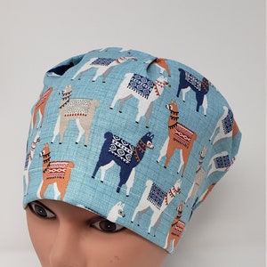 You Name It Llama euro scrub cap, euro scrub hat, nurse, chemo cap, vet cap, surgical cap, uniform, chef hat, alopecia, OR caps, cotton