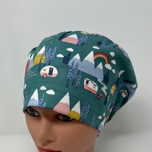 Mountain Camper Euro Scrub Cap, euro scrub hat, nurse, chemo cap, vet, surgical cap, chef hat, alopecia, OR caps, camping scrub cap, womens