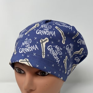 We nailed your Grandma euro scrub cap, euro scrub hat, anesthesia scrub cap, CRNA scrub cap, womens scrub cap, OR caps, the mad cappers