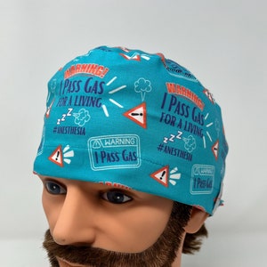 I Pass Gas Men&#39;s Scrub Cap, men&#39;s scrub hat, skull cap, chemo cap, surgical cap, du rag, chef, alopecia, unisex cap, OR cap