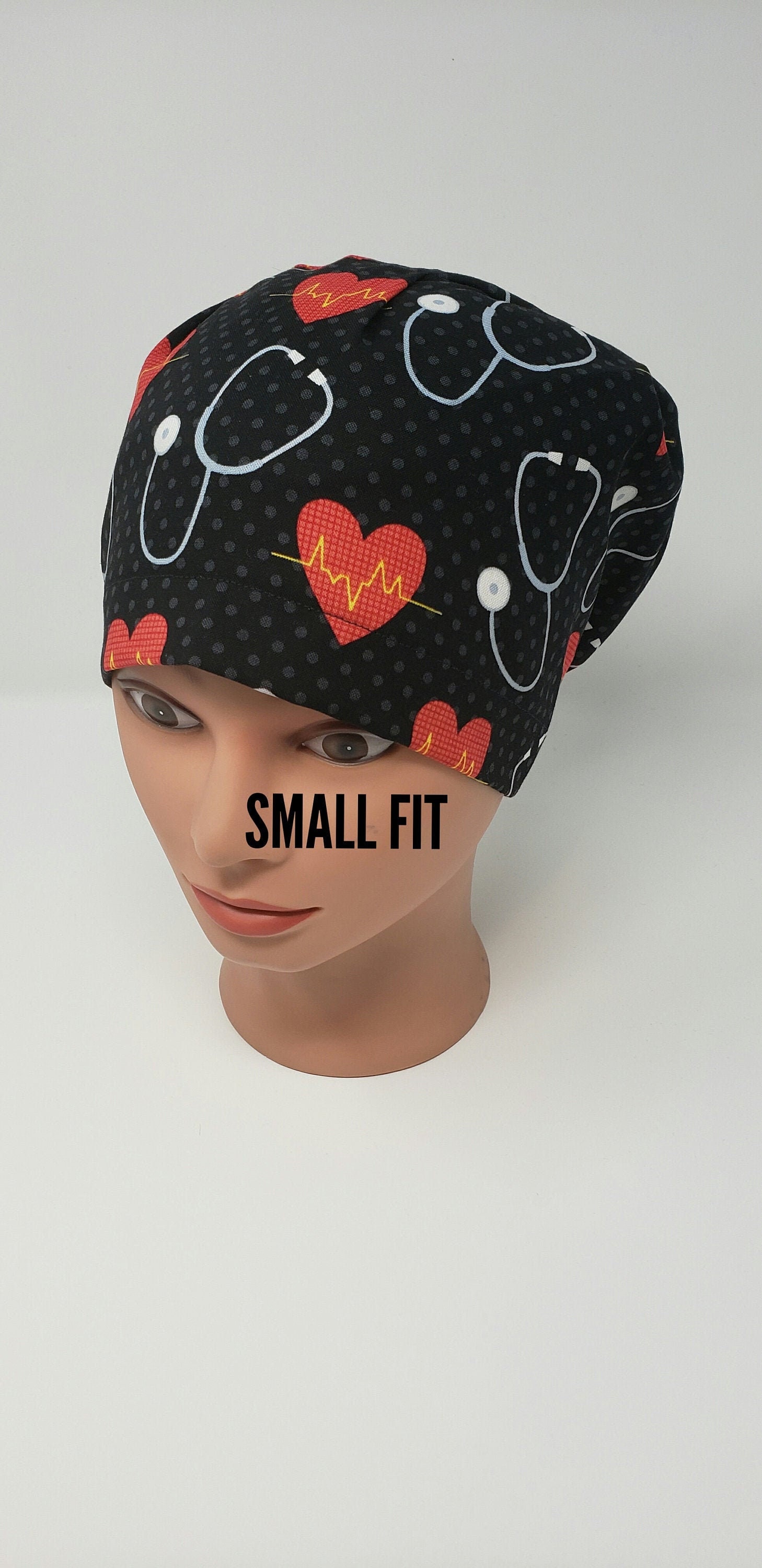 New Women’s Black Scrub Caps (2 Pack) with EKG and Heart Scrub Hat Heart Ekg - Etsy main image 4