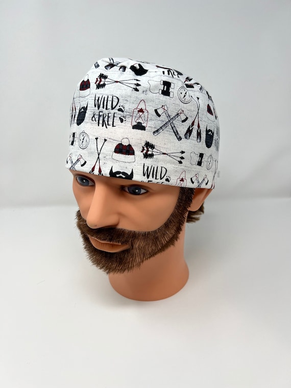 Scrub caps for men, scrub hats, surgical hat, nurse cap, labels gray