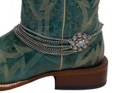 Boot Chain 101- Silver multi-tiered chain with turquoise center concho