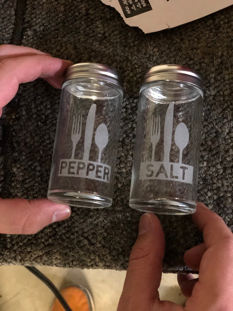 Custom Etched Salt and Pepper Shakers Personalized Glass Etsy