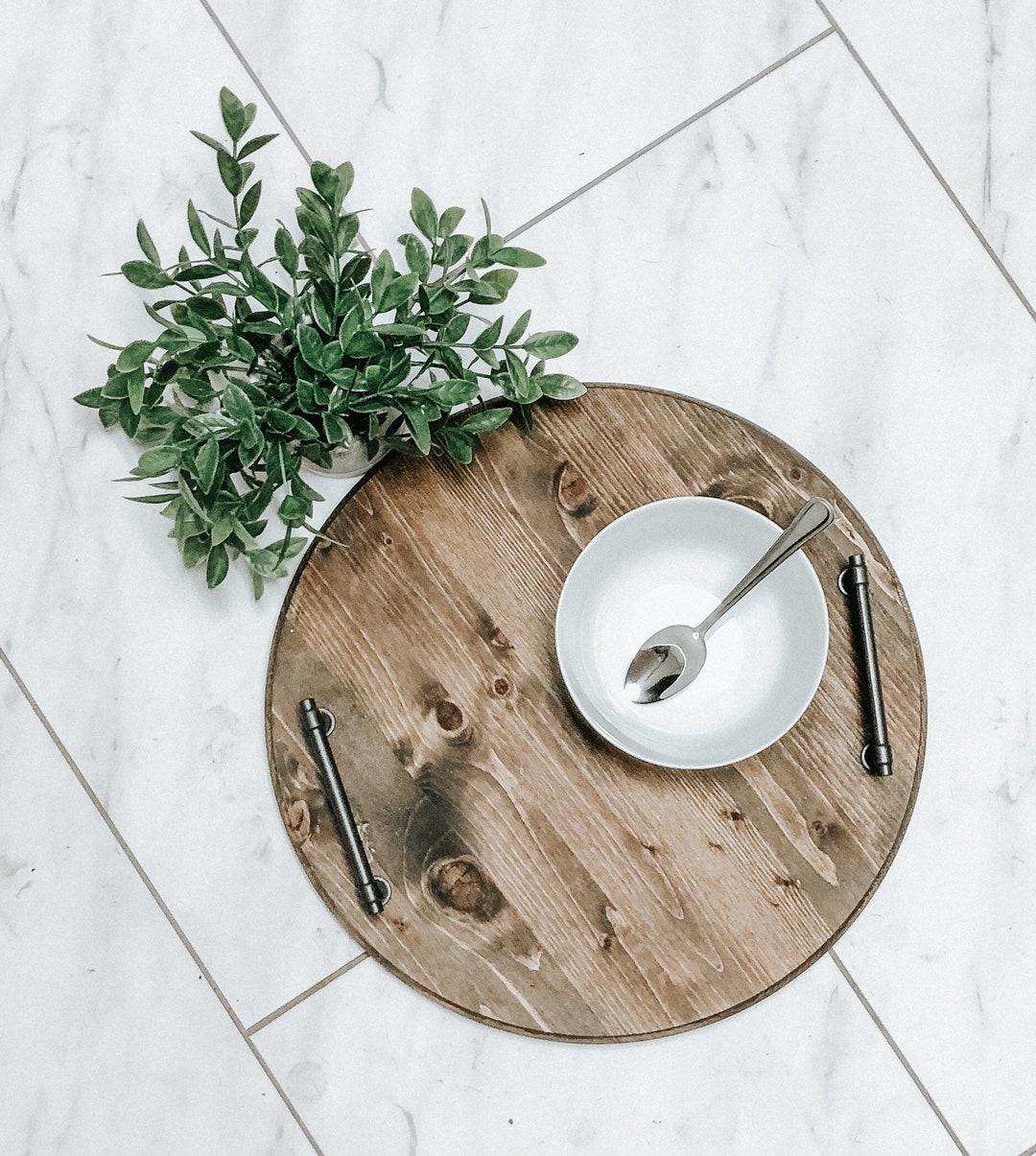 15 Inch Circle Serving Tray Rustic Farmhouse Decor Etsy