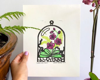 Orchid and Fern print