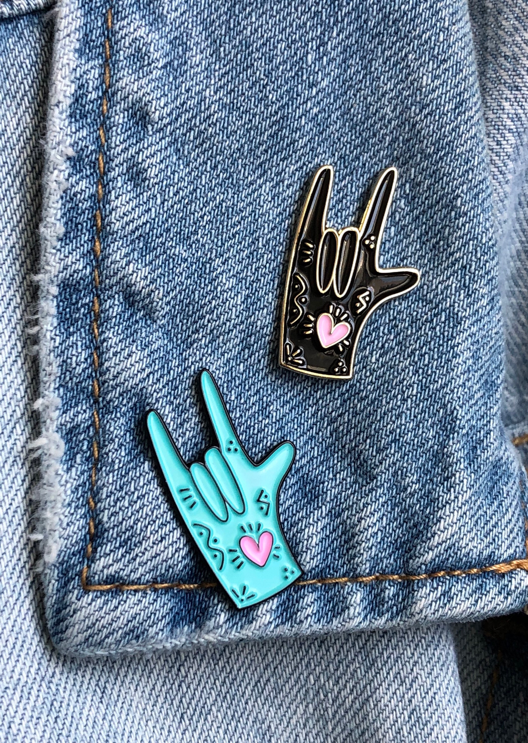 American Sign Language I love you soft enamel pin | Etsy