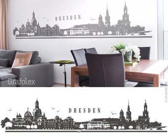 Wandtattoo Skyline Dresden Stadt Panorama Silhouette Wandaufkleber Wandsticker Wanddeko Aufkleber Sticker - 4 Größen Farbauswahl  Motiv W114