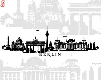 Berlin Skyline Panorama Wall Tattoo Wall Sticker Wall Sticker 4 Sizes Wall Decoration Sticker Wall Art Motif w115