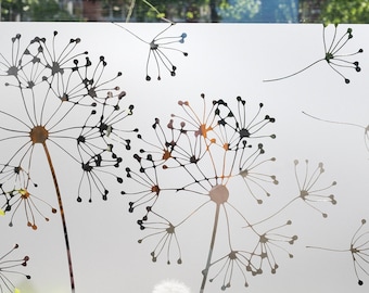 Privacy film in sandblasted look window film with dandelion motif g417